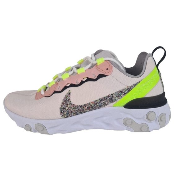 Nike Women's React Element 55 PRM Sneakers Sports Pink Green - Picture 1 of 11
